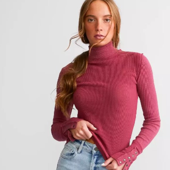 We the Free "Freya" Mock Turtlenecks - MAGENTA - Picture 16 of 16